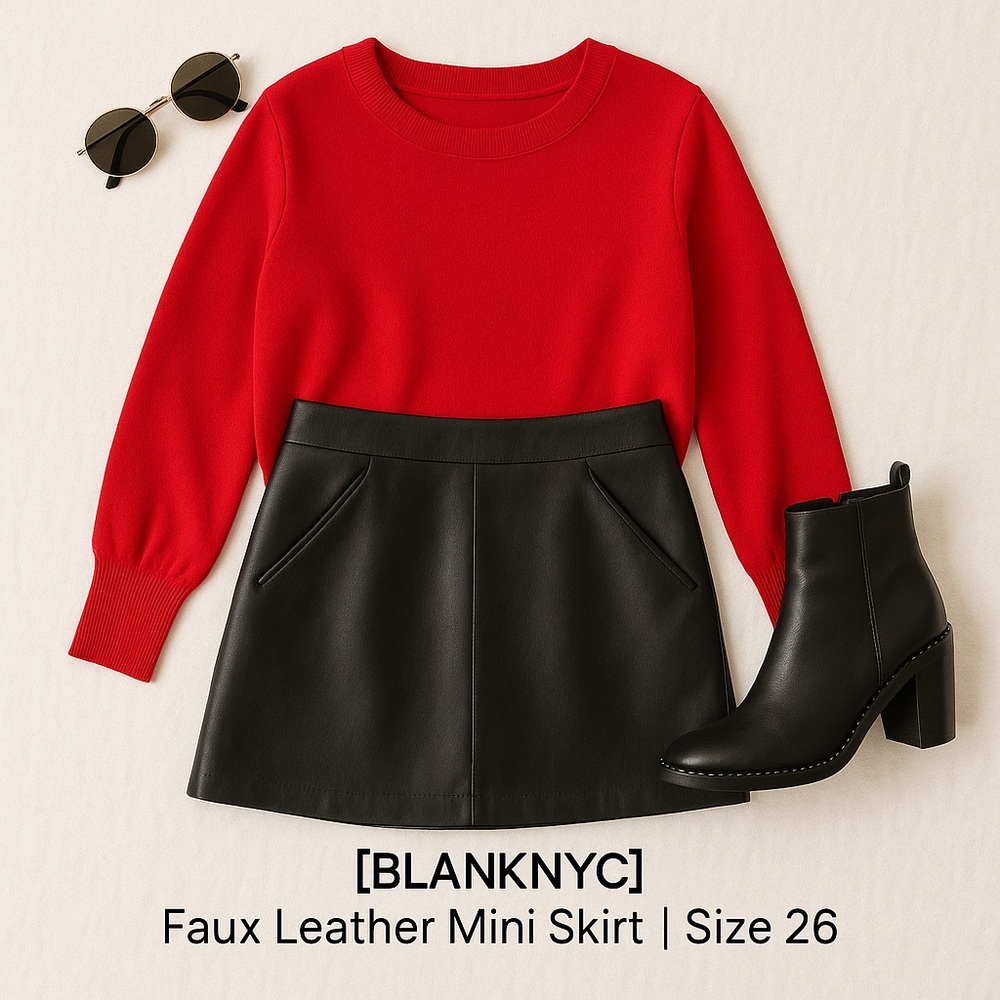 [BLANKNYC] Black Faux Leather Mini Skirt | Size 26